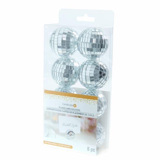 1.5" Silver Disco Ball Place Card Holders, 8ct. by Celebrate It™